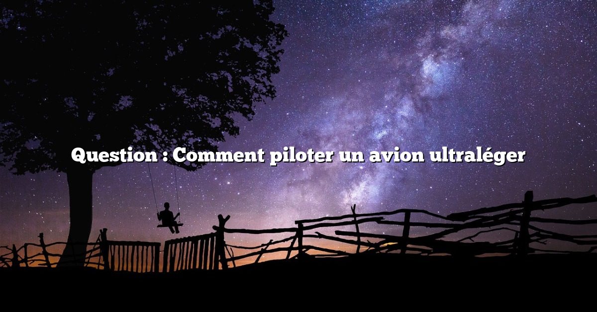 Question : Comment piloter un avion ultraléger